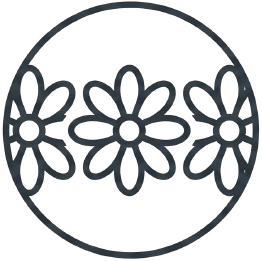 Three flowers semi circle icon