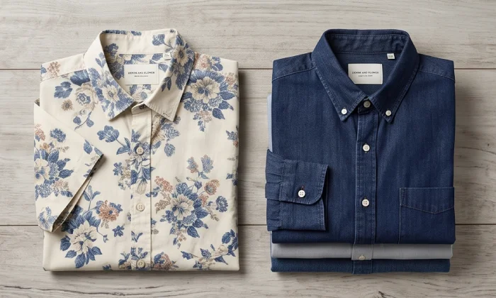 Denim and Flower Men's Shirts