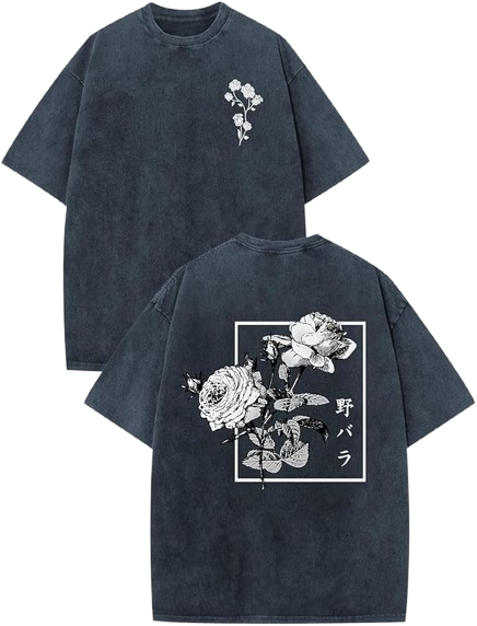 Harajuku Rose Acid Wash Tee