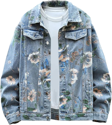 Oversized Floral Denim Jacket
