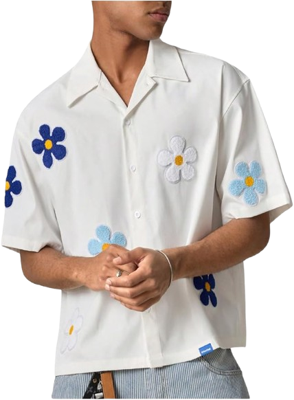 Flower Patchwork Button Down Shirt